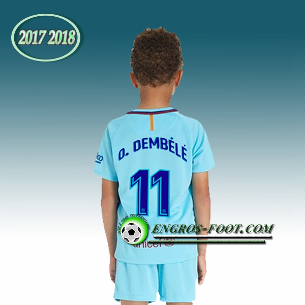 Engros-foot: Ensemble Maillot Foot FC Barcelone Enfant DEMBéLé 11 Exterieur 2017 2018 Bleu Thailande