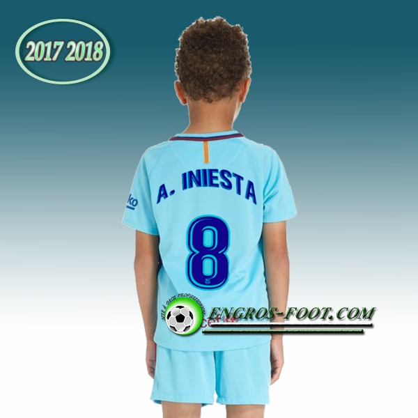 Engros-foot: Ensemble Maillot Foot FC Barcelone Enfant A.INIESTA 8 Exterieur 2017 2018 Bleu Thailande