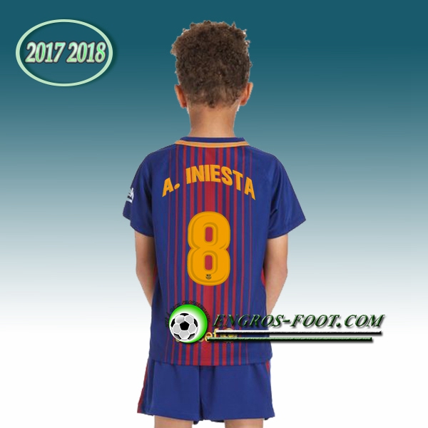 Engros-foot: Ensemble Maillot Foot FC Barcelone Enfant A.INIESTA 8 Domicile 2017 2018 Rouge/Bleu Thailande