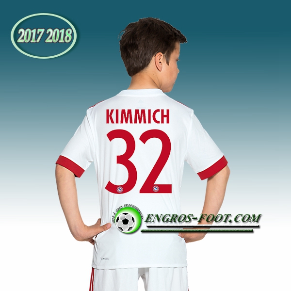 Engros-foot: Ensemble Maillot Foot Bayern Munich Enfant KIMMICH 32 Third 2017 2018 Blanc Thailande