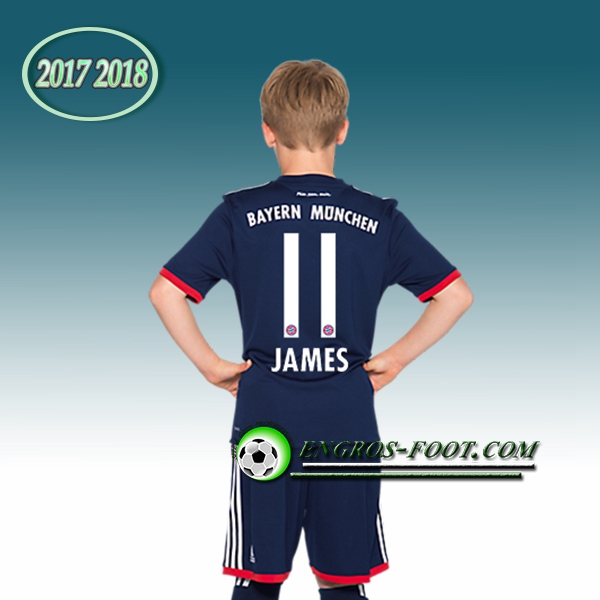 Engros-foot: Ensemble Maillot Foot Bayern Munich Enfant James 11 Exterieur 2017 2018 Bleu Marine Thailande