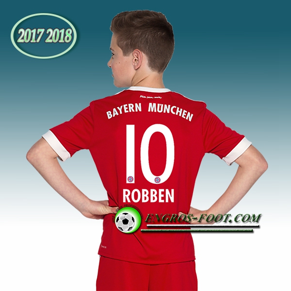 Engros-foot: Ensemble Maillot Foot Bayern Munich Enfant ROBBEN 10 Domicile 2017 2018 Rouge/Blanc Thailande