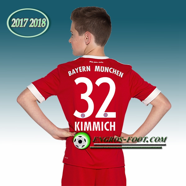 Engros-foot: Ensemble Maillot Foot Bayern Munich Enfant KIMMICH 32 Domicile 2017 2018 Rouge/Blanc Thailande