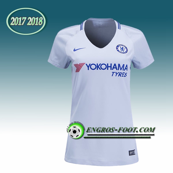 Engros-foot: Jeu Maillot de FC Chelsea Femme Exterieur 2017 2018 Blanc Thailande
