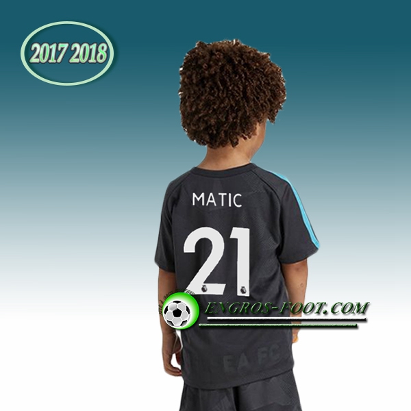 Engros-foot: Ensemble Maillot Foot FC Chelsea Enfant MATIC 21 Third 2017 2018 Noir Thailande