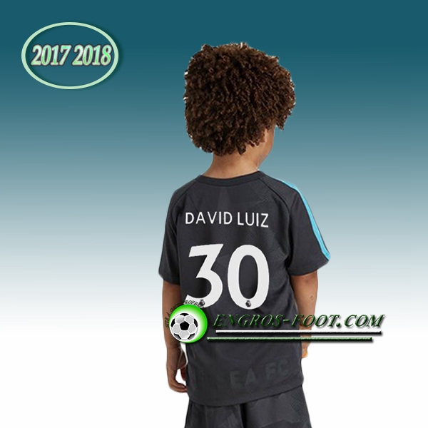 Engros-foot: Ensemble Maillot Foot FC Chelsea Enfant DAVID LUIZ 30 Third 2017 2018 Noir Thailande