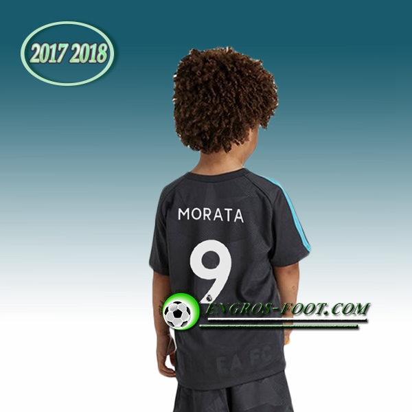 Engros-foot: Ensemble Maillot Foot FC Chelsea Enfant MORATA 9 Third 2017 2018 Noir Thailande