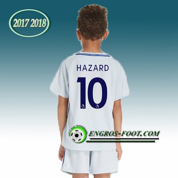 Engros-foot: Ensemble Maillot Foot FC Chelsea Enfant HAZARD 10 Exterieur 2017 2018 Blanc Thailande