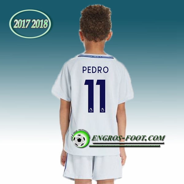 Engros-foot: Ensemble Maillot Foot FC Chelsea Enfant PEDRO 11 Exterieur 2017 2018 Blanc Thailande