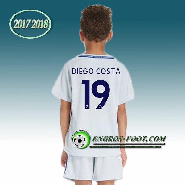 Engros-foot: Ensemble Maillot Foot FC Chelsea Enfant DIEGO COSTA 19 Exterieur 2017 2018 Blanc Thailande