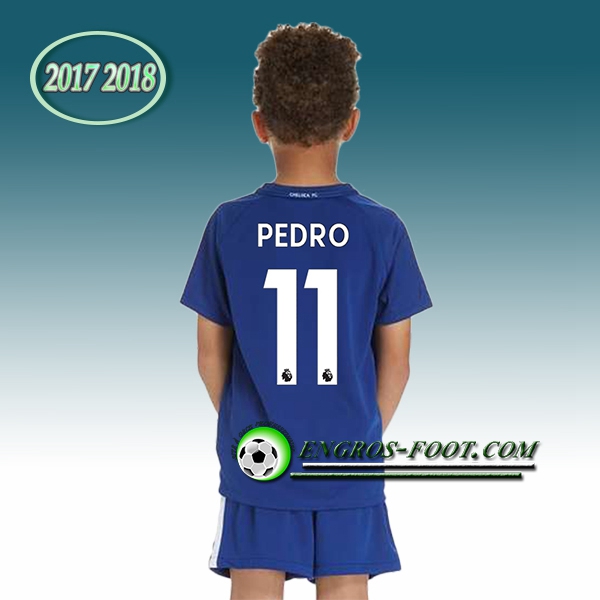 Engros-foot: Ensemble Maillot Foot FC Chelsea Enfant PEDRO 11 Domicile 2017 2018 Bleu Thailande