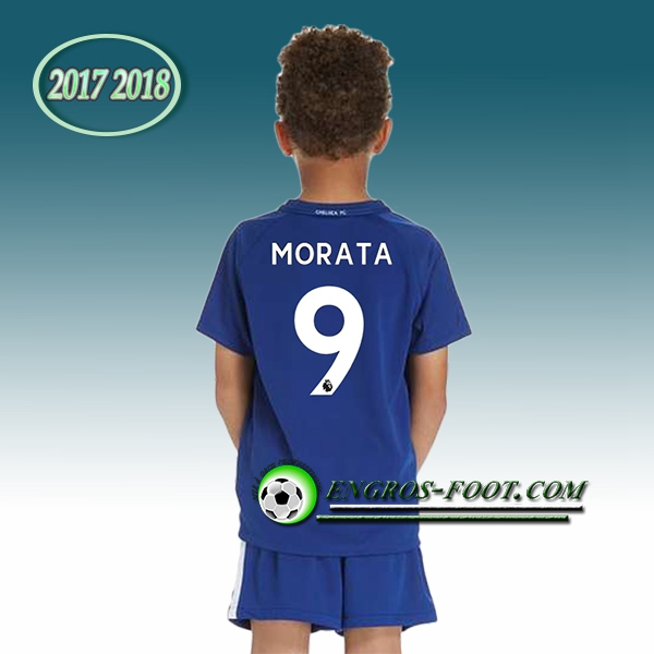 Engros-foot: Ensemble Maillot Foot FC Chelsea Enfant MORATA 9 Domicile 2017 2018 Bleu Thailande