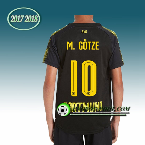 Engros-foot: Ensemble Maillot Foot Dortmund BVB Enfant M.Gotze 10 Exterieur 2017 2018 Noir Thailande