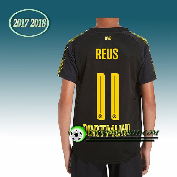 Engros-foot: Ensemble Maillot Foot Dortmund BVB Enfant Reus 11 Exterieur 2017 2018 Noir Thailande