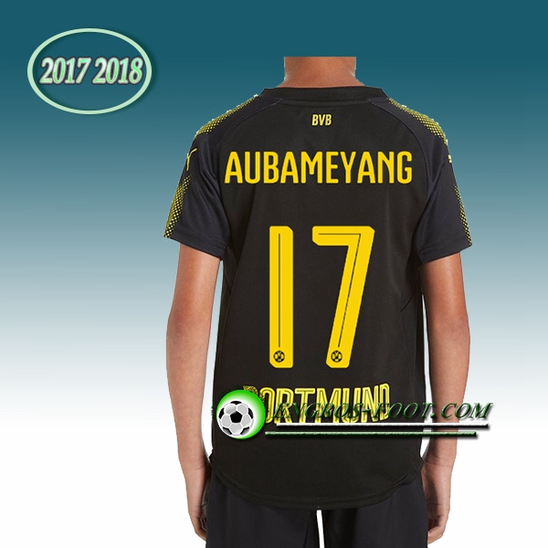 Engros-foot: Ensemble Maillot Foot Dortmund BVB Enfant Aubameyang 17 Exterieur 2017 2018 Noir Thailande