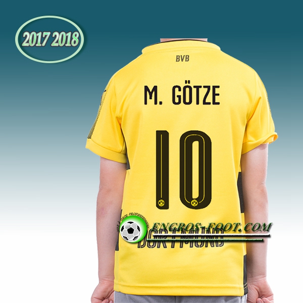 Engros-foot: Ensemble Maillot Foot Dortmund BVB Enfant M.Gotze 10 Domicile 2017 2018 Jaune Thailande