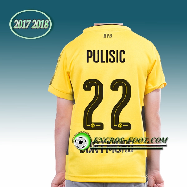 Engros-foot: Ensemble Maillot Foot Dortmund BVB Enfant Pulisic 22 Domicile 2017 2018 Jaune Thailande