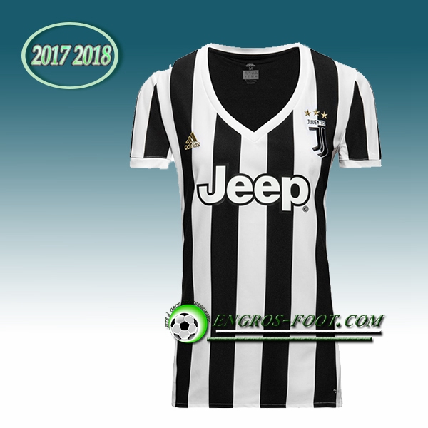 Engros-foot: Jeu Maillot de Juventus Femme Domicile 2017 2018 Blanc/Noir Thailande