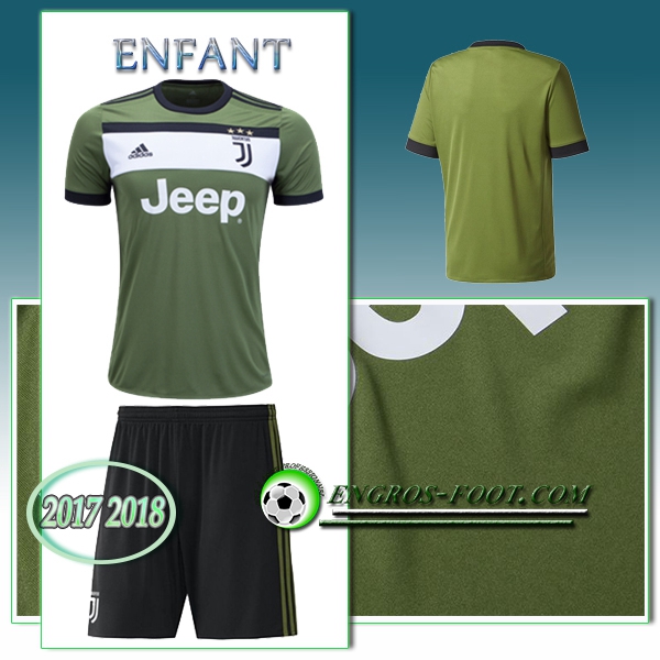 Engros-foot: Ensemble Maillot Foot Juventus Enfant Third 2017 2018 Vert Thailande