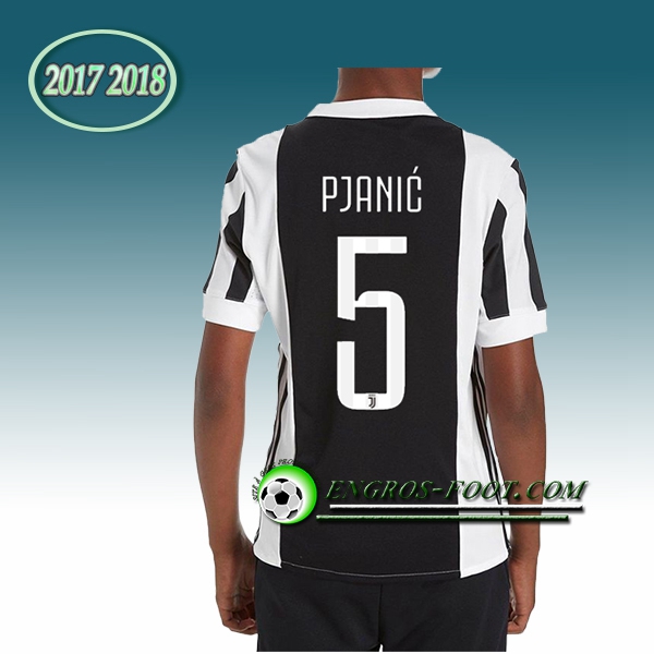 Engros-foot: Ensemble Maillot Foot Juventus Enfant Pjanic 5 Domicile 2017 2018 Blanc/Noir Thailande