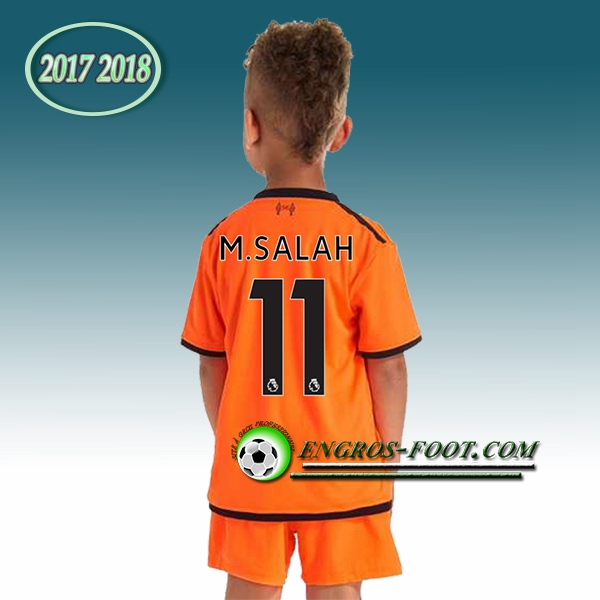 Engros-foot: Ensemble Maillot Foot Liverpool Enfant M.SALAH 11 Third 2017 2018 Orange Thailande