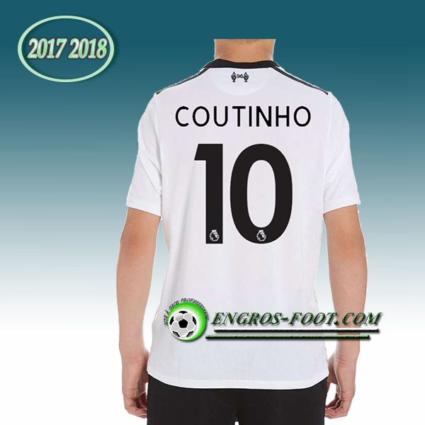 Engros-foot: Ensemble Maillot Foot Liverpool Enfant COUTINHO 10 Exterieur 2017 2018 Blanc Thailande