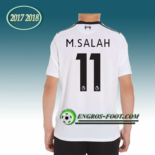 Engros-foot: Ensemble Maillot Foot Liverpool Enfant M.SALAH 11 Exterieur 2017 2018 Blanc Thailande