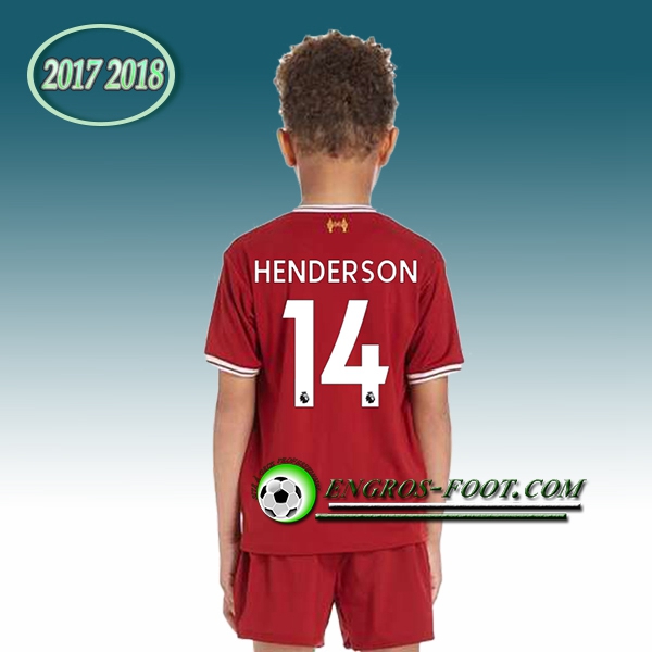 Engros-foot: Ensemble Maillot Foot Liverpool Enfant HENDERSON 14 Domicile 2017 2018 Rouge Thailande