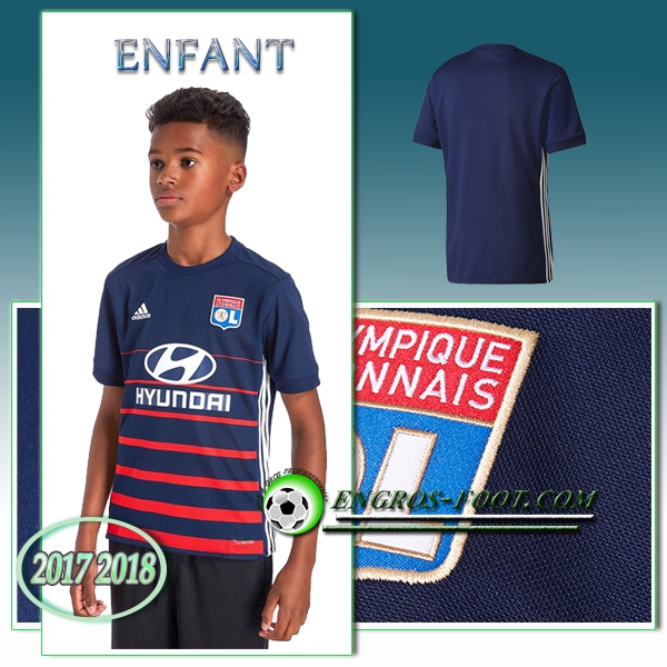 Engros-foot: Ensemble Maillot Foot Olympique Lyon OL Enfant Exterieur 2017 2018 Noir/Rouge Thailande