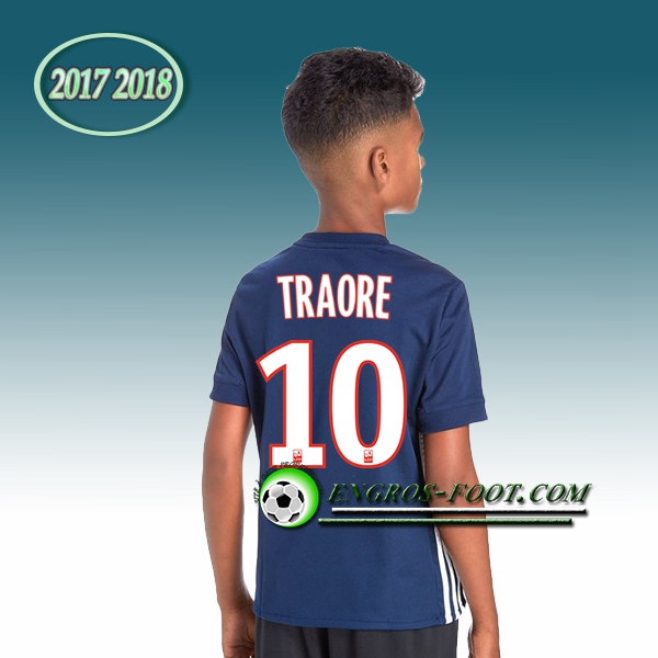 Engros-foot: Ensemble Maillot Foot Olympique Lyon OL Enfant TRAORE 10 Exterieur 2017 2018 Noir/Rouge Thailande