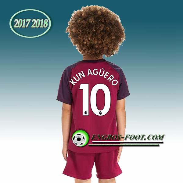 Engros-foot: Ensemble Maillot Foot Manchester City Enfant KUN AGüERO 10 Exterieur 2017 2018 Violet Thailande