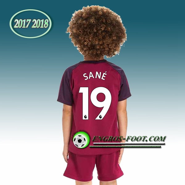 Engros-foot: Ensemble Maillot Foot Manchester City Enfant SANé 19 Exterieur 2017 2018 Violet Thailande