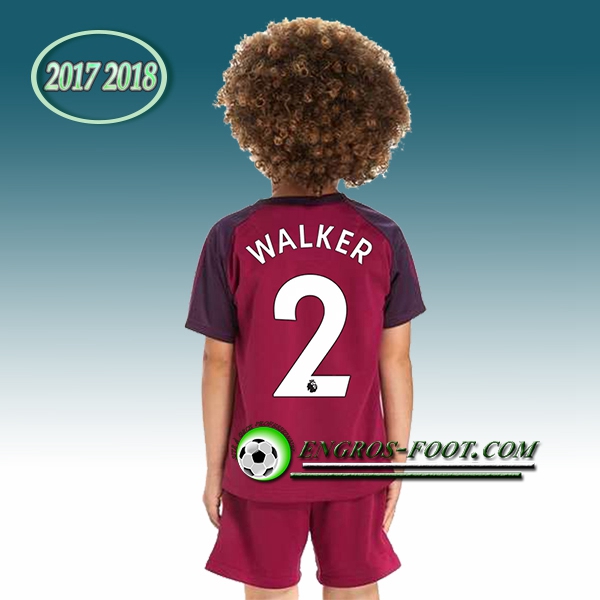 Engros-foot: Ensemble Maillot Foot Manchester City Enfant WALKER 2 Exterieur 2017 2018 Violet Thailande