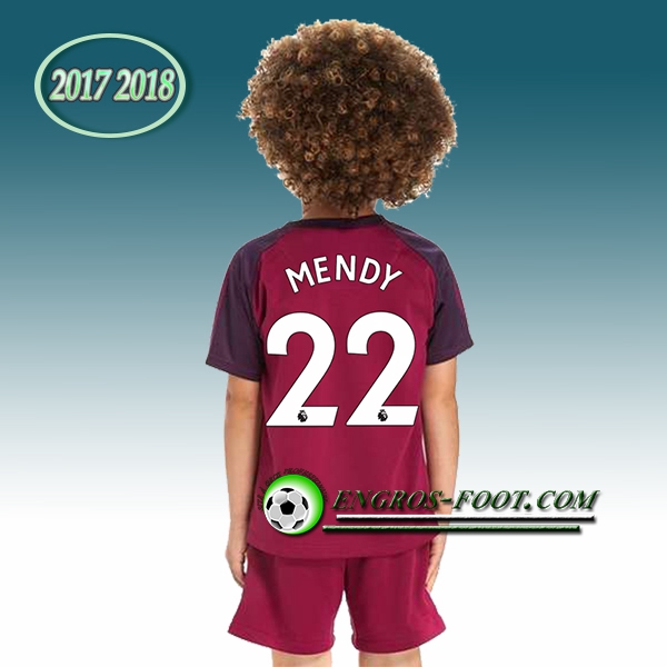 Engros-foot: Ensemble Maillot Foot Manchester City Enfant MENDY 22 Exterieur 2017 2018 Violet Thailande