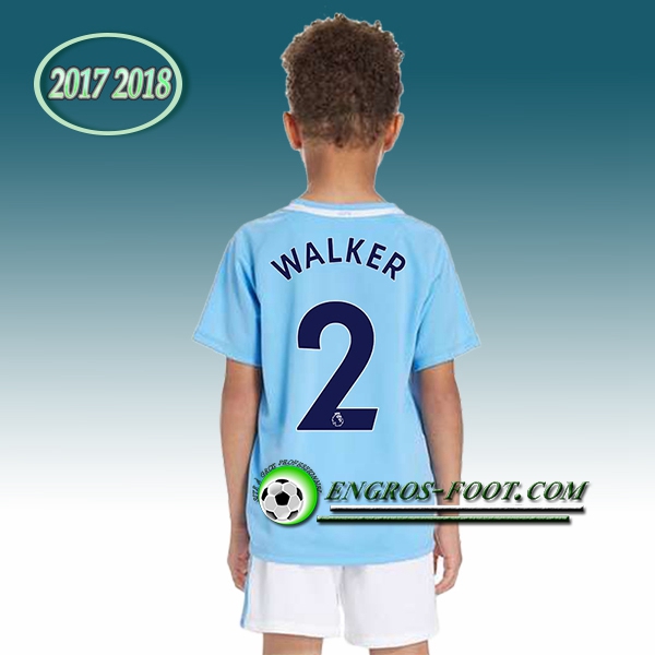 Engros-foot: Ensemble Maillot Foot Manchester City Enfant WALKER 2 Domicile 2017 2018 Bleu Thailande