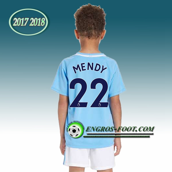 Engros-foot: Ensemble Maillot Foot Manchester City Enfant MENDY 22 Domicile 2017 2018 Bleu Thailande