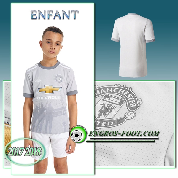 Engros-foot: Ensemble Maillot Foot Manchester United Enfant Third 2017 2018 Gris Thailande