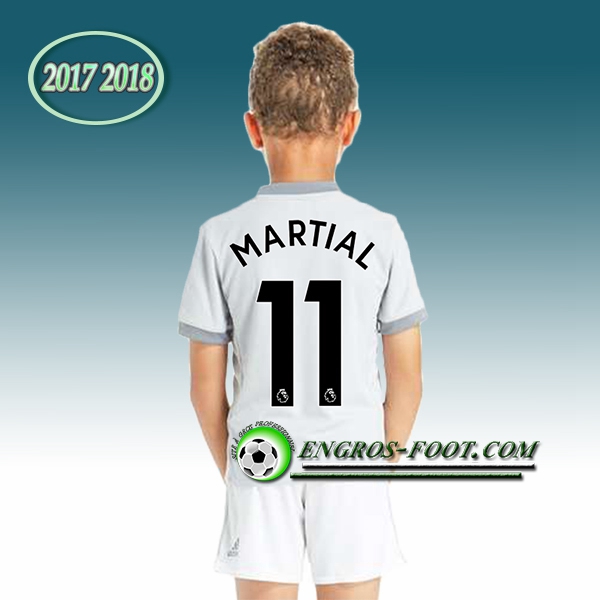 Engros-foot: Ensemble Maillot Foot Manchester United Enfant MARTIAL 11 Third 2017 2018 Gris Thailande