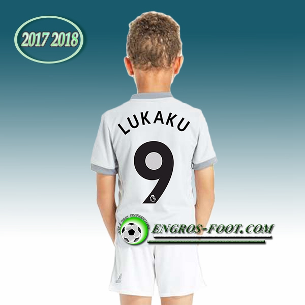 Engros-foot: Ensemble Maillot Foot Manchester United Enfant LUKAKU 9 Third 2017 2018 Gris Thailande