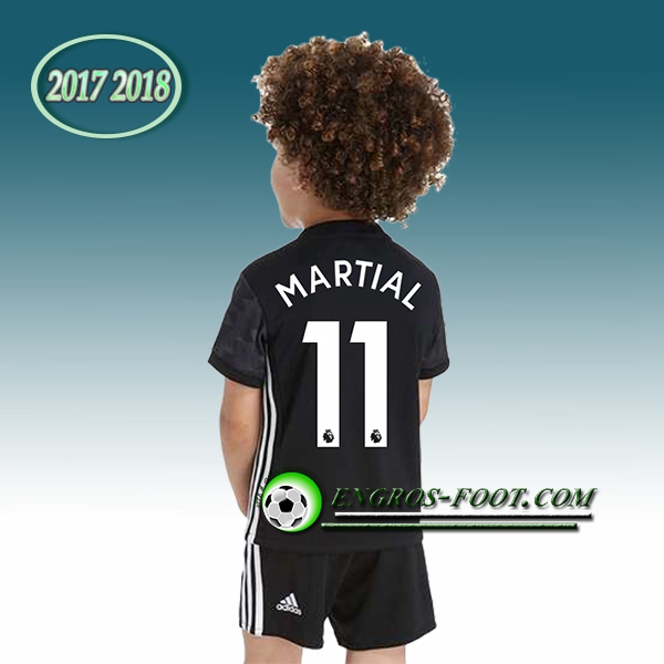 Engros-foot: Ensemble Maillot Foot Manchester United Enfant MARTIAL 11 Exterieur 2017 2018 Noir Thailande