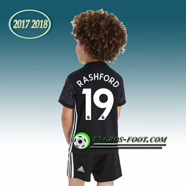 Engros-foot: Ensemble Maillot Foot Manchester United Enfant RASHFORD 19 Exterieur 2017 2018 Noir Thailande