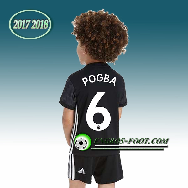 Engros-foot: Ensemble Maillot Foot Manchester United Enfant POGBA 6 Exterieur 2017 2018 Noir Thailande