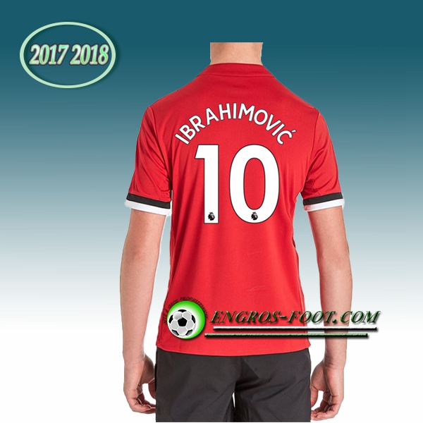 Engros-foot: Ensemble Maillot Foot Manchester United Enfant IBRAHIMOVIC 10 Domicile 2017 2018 Rouge/Blanc Thailande