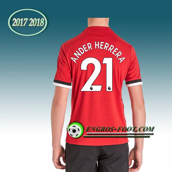 Engros-foot: Ensemble Maillot Foot Manchester United Enfant ANDER HERRERA 21 Domicile 2017 2018 Rouge/Blanc Thailande