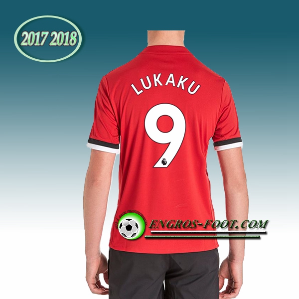 Engros-foot: Ensemble Maillot Foot Manchester United Enfant LUKAKU 9 Domicile 2017 2018 Rouge/Blanc Thailande