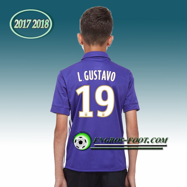 Engros-foot: Ensemble Maillot Foot Marseille OM Enfant L. GUSTAVO 19 Third 2017 2018 Violet Thailande