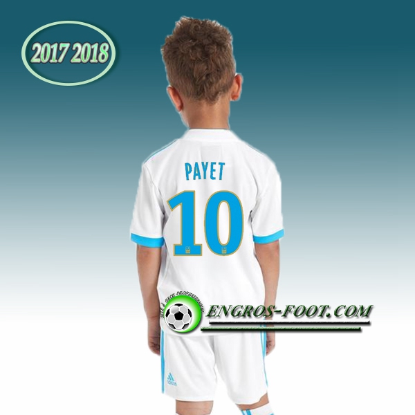 Engros-foot: Ensemble Maillot Foot Marseille OM Enfant PAYET 10 Domicile 2017 2018 Blanc Thailande