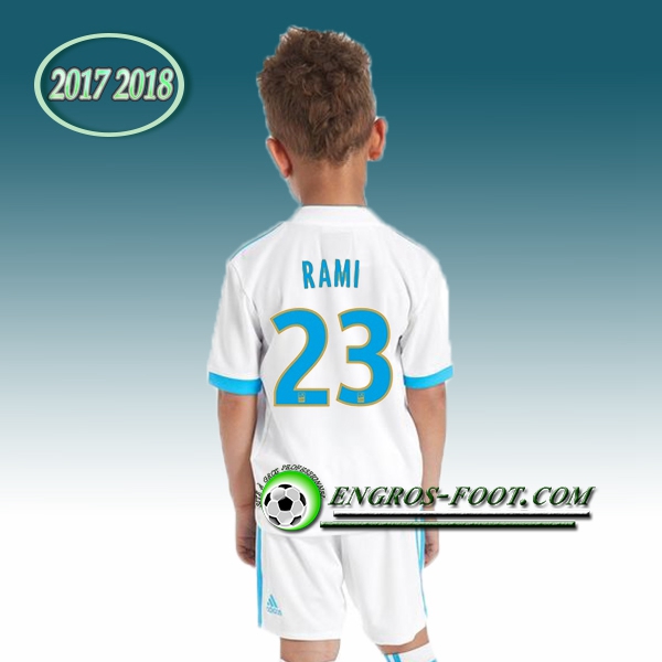 Engros-foot: Ensemble Maillot Foot Marseille OM Enfant RAMI 23 Domicile 2017 2018 Blanc Thailande