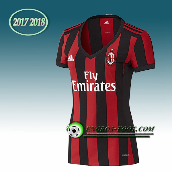 Engros-foot: Jeu Maillot de Milan AC Femme Domicile 2017 2018 Rouge/Noir Thailande