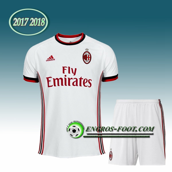 Engros-foot: Ensemble Maillot Foot Milan AC Enfant Exterieur 2017 2018 Blanc Thailande